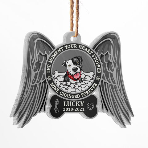 The Moment Your Heart Stopped Mine Changed Forever Dog Memorial Gift Pet Memorial Ornament Custom Ornament