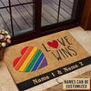 Custom Doormat Love Wins Rainbow Heart