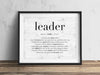 Leader Definition Poster, Personalized Gift for Leader, Thank You Leader Wall Art Print, Mentor Appreciation, Boss Day Gift Ideas