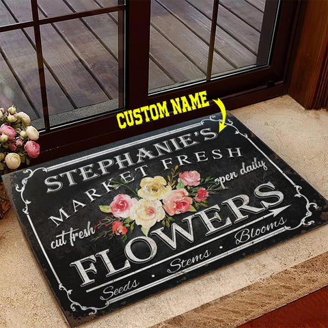 Customized Doormat, Fresh Flower Doormat, Gift for Flower Lovers VA
