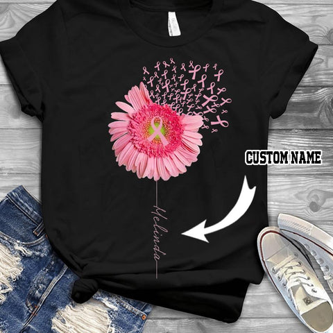 Breast Cancer Awareness Pink Daisy Flower Ribbon