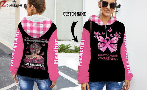 Breast Cancer They whispered to her 03 Fleece Hoodie 3D custom TXX