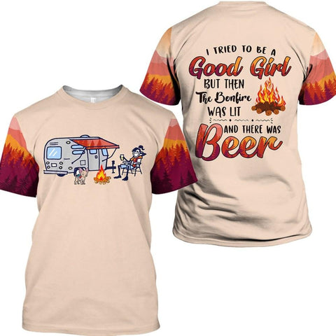 There Was Beer Lady Camping 3D All Over Printed Shirt