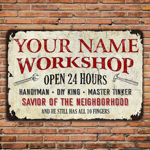 Workshop, Garage Vintage Metal Sign, Gift For Father’s Day Custom Metal Sign HT