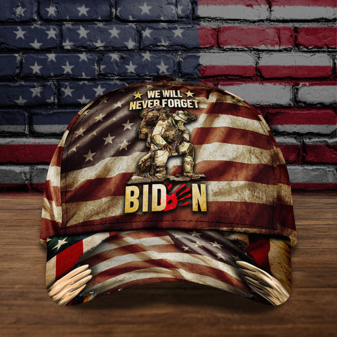 We Will Never Forget Biden Cap Patriot Day Printed Hat American Flag Pattern Patriotic Gifts HN