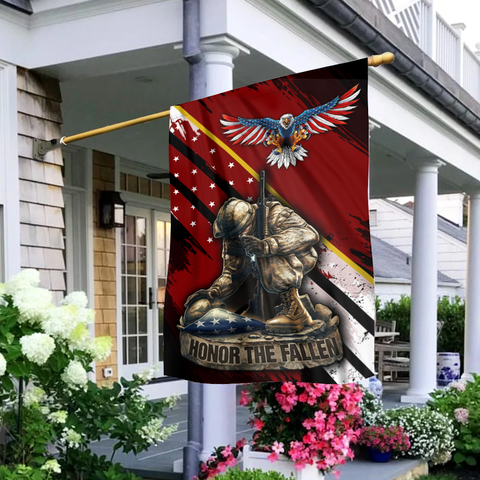 Honor The Fallen - Veterans House Flag - Red