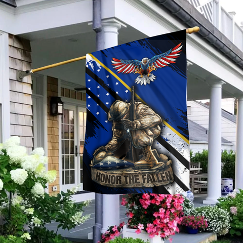 Honor The Fallen - Veterans House Flag - Blue