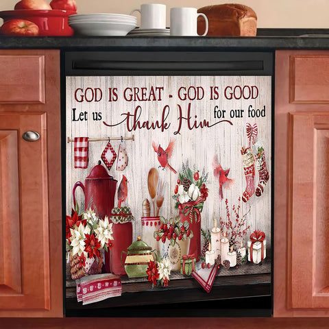 God Is Great God Is Good Jesus Dishwasher Cover Kitchen Decor Christmas Gift HT