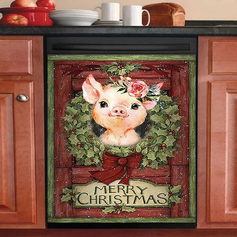 Baby Pig Christmas Dishwasher Cover Cute Pig Decal Kitchen Decor Christmas Home Decor HT