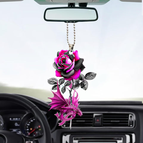 Breast Cancer Rose Dragon Ornament