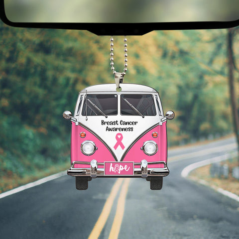 Breast Cancer Car Hippie Ornament