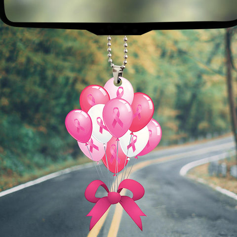 Breast Cancer Balloon Ornament Pink Ribbon