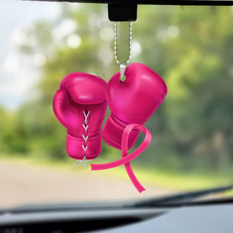 Breast Cancer Boxing Gloves Car Ornament