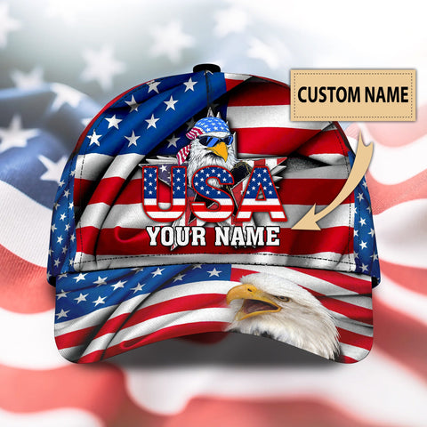 USA Patriot Printed Cap, Gift for Patriot Day 20th Anniversary, Veteran Day Cap Custom Name