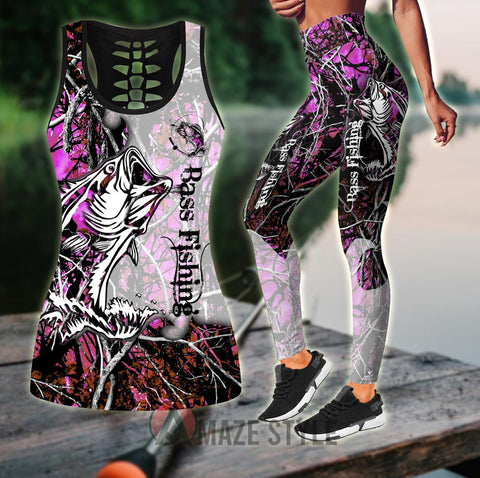 Women Tank top Leggings Bass Fishing - Country Girl Camo Combo Legging + Tank fishing outfit for women