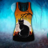 Halloween Tank top leggings Halloween Black Cat Combo Outfit For Women