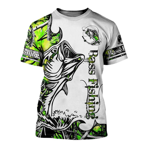 Men Fishing Shirt Green Bass Fishing Sport