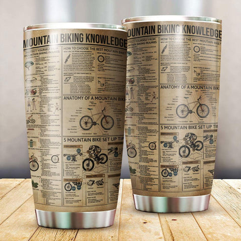 Mountain Biking Knowledge Tumbler, Mountain Cycling Knowledge Design, Bottle for Mountain Lover