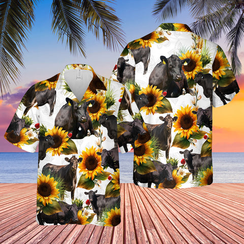 Black Angus Sunflowers hawaii shirt Black Augus lover hawaiian shirt TTM