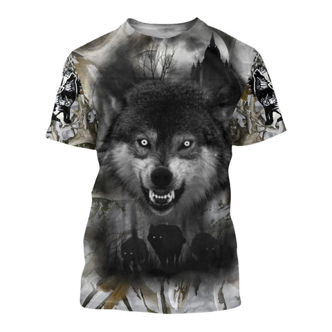 Men Shirt Wolf Hoodie T Shirt For Men and Women NM17042002