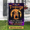 No Trespassing Hiding The Bodies Custom Flag, Halloween Outdoor Decoration, Witch Decoration, Halloween Garden