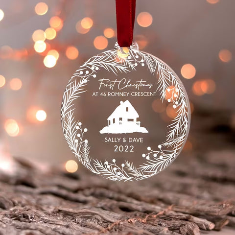New Home Christmas Ornament, Our First Home Christmas Ornament, Custom New House Ornament, Christmas Bauble Decoration, Couple Gifts 2022 HT