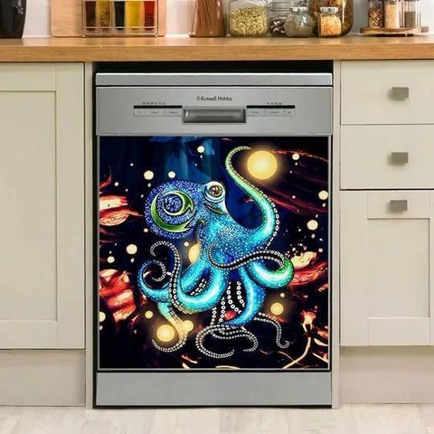 Octopus Fireflies Decor Kitchen Dishwasher Cover, Gift for Mom, Gift for new house, Kitchen Decor