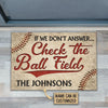 Personalized Baseball Check The Ball Field Customized Doormat