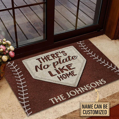 Personalized Baseball No Plate Like Home Brown Customized Doormat
