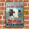 Cow Dairy Farm Milk Cream Customized Classic Metal Signs