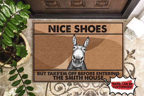Personalized Doormat Donkey Nice Shoes