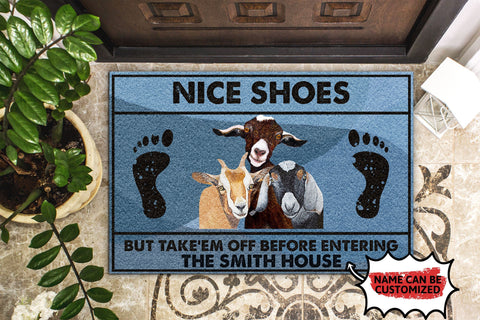 Personalized Doormat Goat Nice Shoes