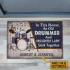 Personalized Drum Blue Old Couple In The House Customized Doormat