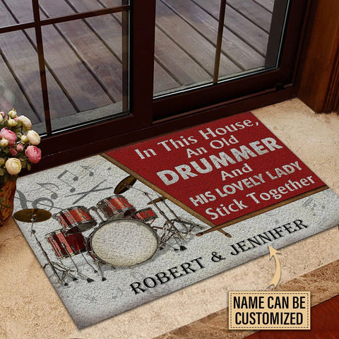 Personalized Drum Old Couple In The House Customized Doormat
