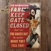 Personalized Farm Goat Keep Gate Closed Customized Classic Metal Signs