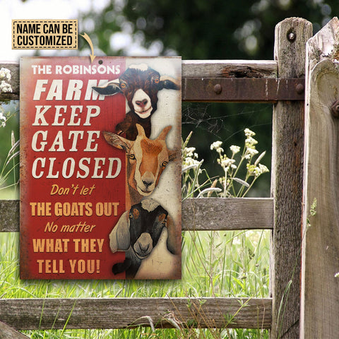 Personalized Farm Goat Keep Gate Closed Customized Classic Metal Signs