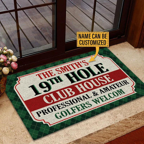 Personalized Golf 19th Hole Golfers Welcome Customized Doormat