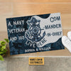 Personalized Navy Veteran Live Here Blue Custom Doormat