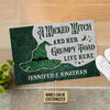Personalized Witch Grumpy Toad Live Here Customized Doormat Green TM