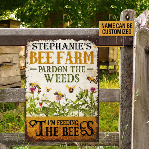 Personalized Bee Farm Feeding The Bee Customized Classic Metal Signs