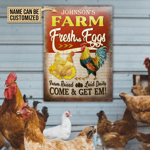 Personalized Chicken Fresh Eggs Classic Metal Signs