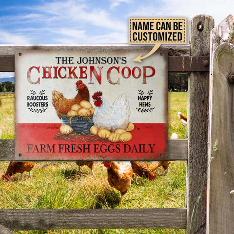 Personalized Chicken Happy Hens Fresh Eggs Daily Customized Classic Metal Signs