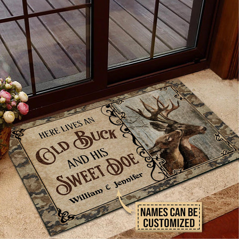 Personalized Deer Here Lives Old Buck Sweet Doe Customized Doormat