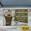 Personalized Fishing Old Couple Live Here Customized Doormat