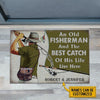 Personalized Fishing Old Couple Live Here Customized Doormat 02