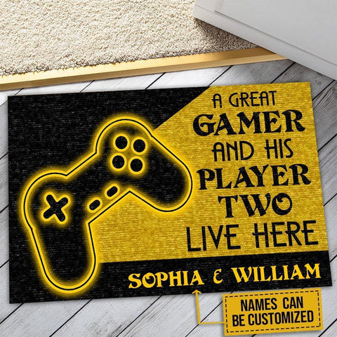 Personalized Game And His Player Two Live Here Customized Doormat