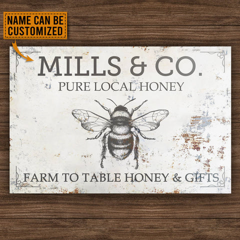 Personalized Honey Bee Farm Pure Local Honey Classic Metal Signs