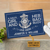 Personalized Sailor Blue Nauti Girl Bad Buoy Customized Doormat