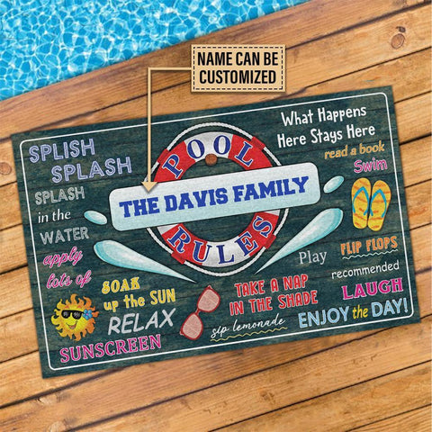 Personalized Swimming Pool Rules Customized Doormat