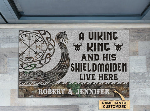 Personalized Viking King And Shieldmaiden Doormat